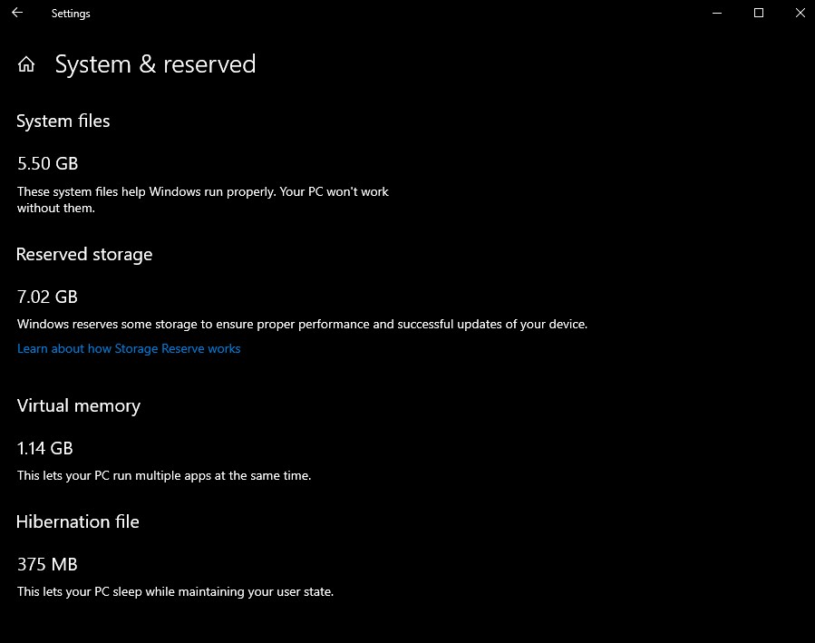 Activați sau dezactivați stocarea rezervată în Windows 10
