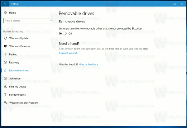 Aktiver skrivbar beskyttelse for flyttbar stasjon i Windows 10