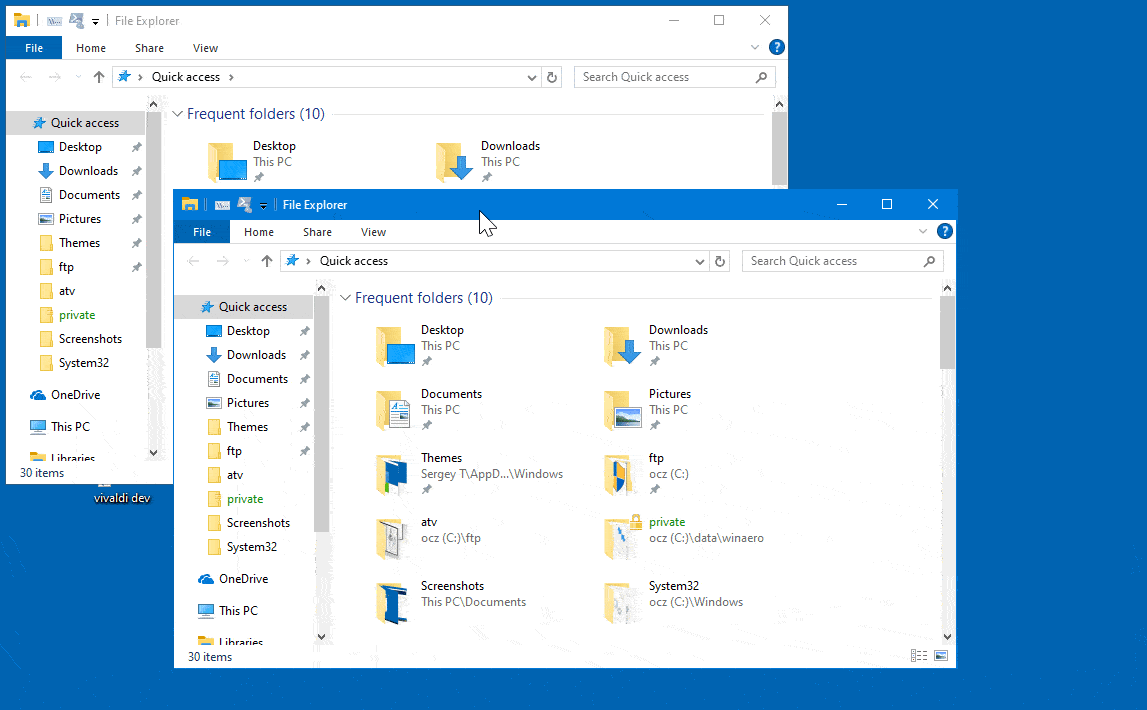 Vis eller skjul vinduesindhold, mens du trækker i Windows 10