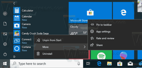 Deaktiver kontekstmenyer i Start-menyen i Windows 10