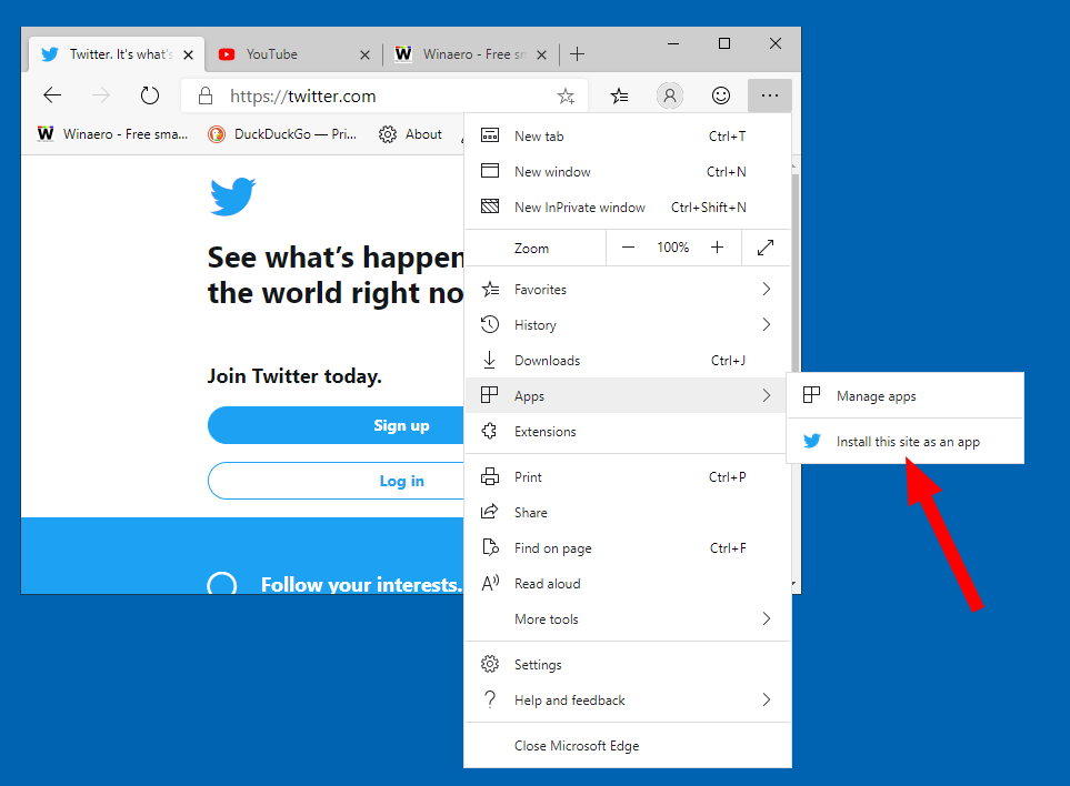 Edge otrzymuje zaktualizowany przycisk instalacji PWA