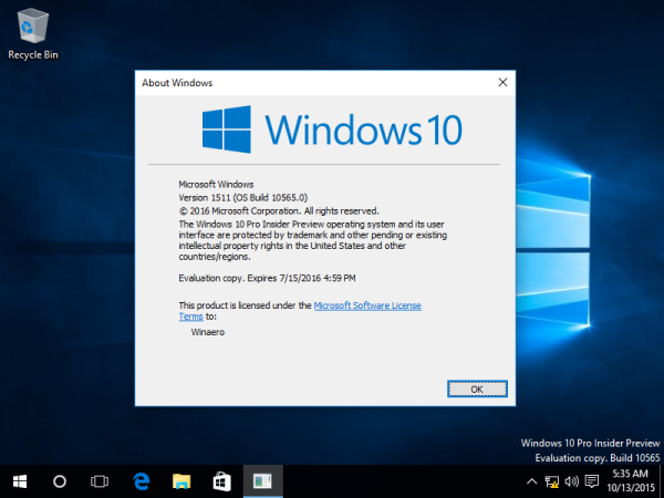 Vse, kar morate vedeti o sistemu Windows 10 build 10565