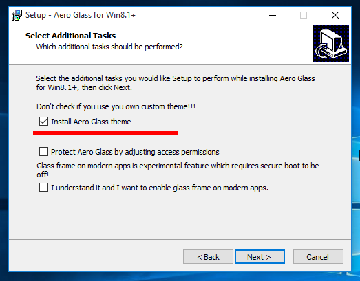 Aero Glass ja läbipaistvus Windows 10 jaoks