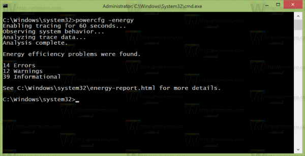 Отчет об энергоэффективности в Windows 10, Windows 8 и Windows 7