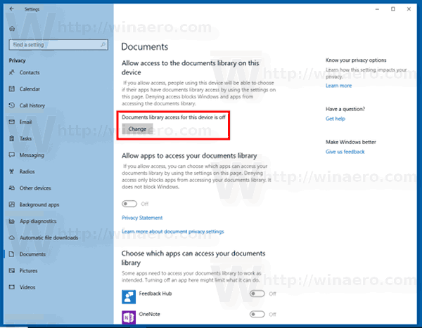 Hantera appåtkomst till dokument, bilder och videor i Windows 10