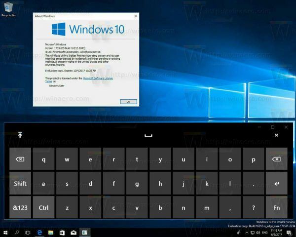 Naujos „Windows 10 Fall Creators Update“ klaviatūros programos funkcijos