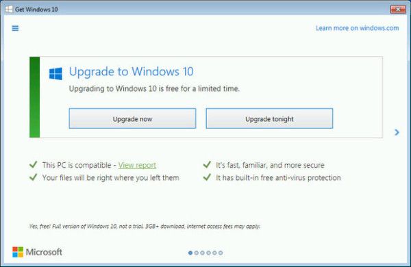 Windows 10 업그레이드 제안에는 이제 취소 옵션이 없습니다.