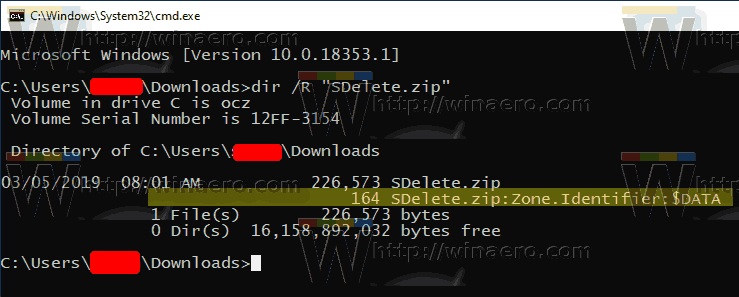 Alternativni tokovi NTFS v sistemu Windows 10