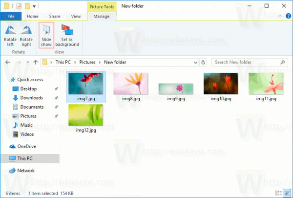 Windows10でスライドショーのコンテキストメニューを追加する方法