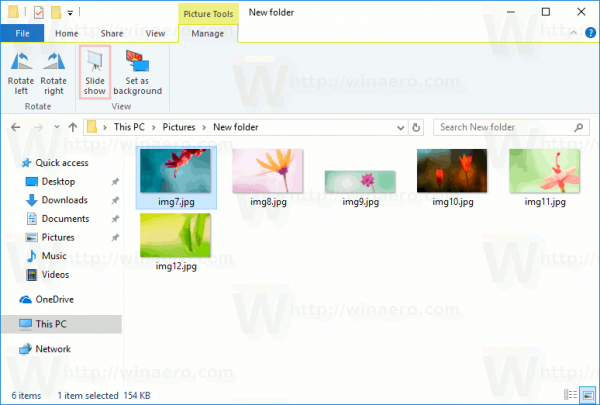 Hur man lägger till bildspel snabbmeny i Windows 10