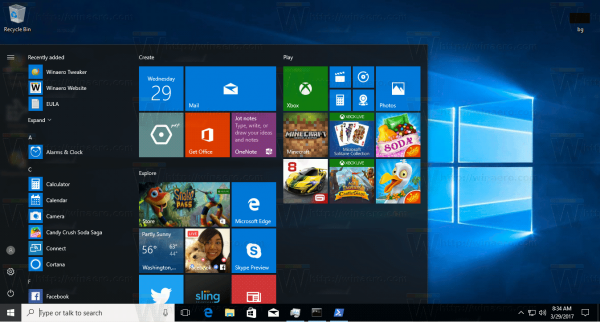 Het formaat van Windows 10 Startmenu wijzigen