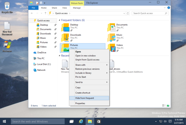 Windows 10'da bir klasörün Sık kullanılan klasörlerde görünmesini engelleyin