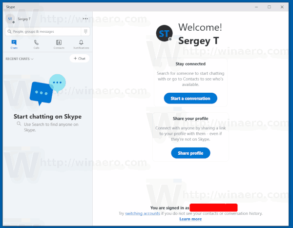 Ứng dụng Skype Store có thể gửi thông báo qua email cho các cuộc gọi nhỡ và tin nhắn