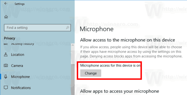 Онемогућите приступ апликацији микрофону у оперативном систему Виндовс 10