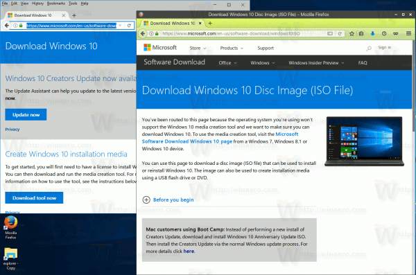 Laadige alla ametlikud Windows 10 ISO-pildid otse ilma meediumitööriistata
