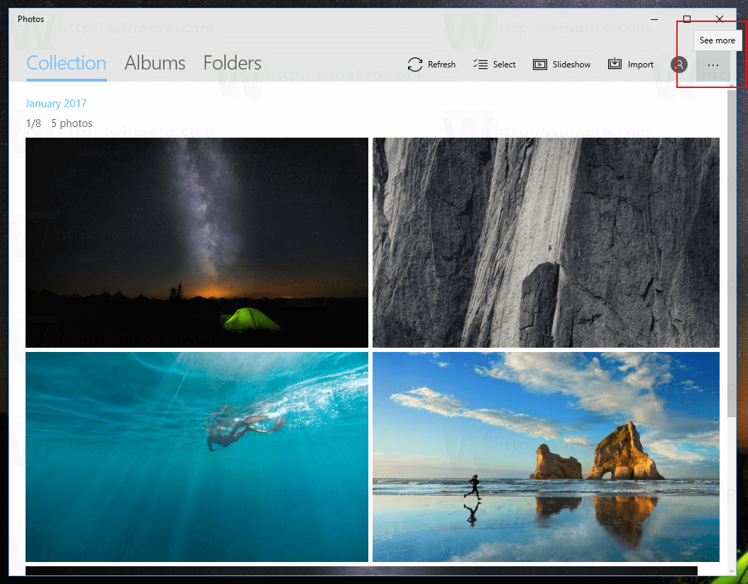 Activer le thème sombre dans les photos sous Windows 10