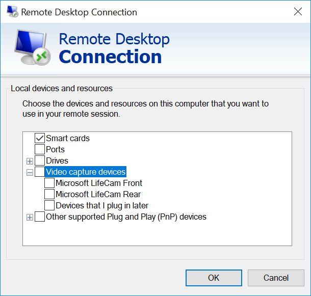 Windows 10 lubab videosalvestusseadme ümbersuunamise RDP kaudu