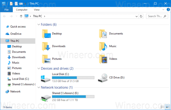 Eliminar Map Network Drive del menú contextual de esta PC en Windows 10