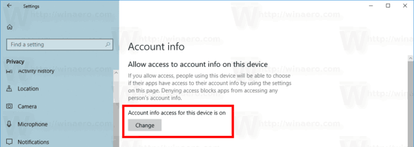 Deaktiver appadgang til kontoinformation i Windows 10