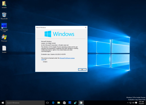 Выпущены официальные ISO-образы Windows 10 build 10162
