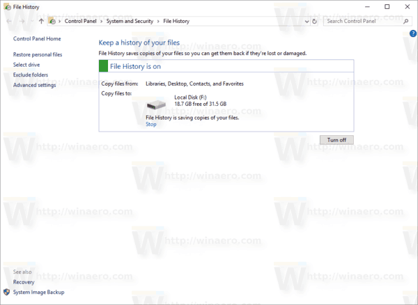 विंडोज 10 में फ़ाइल इतिहास के पुराने संस्करण हटाएं