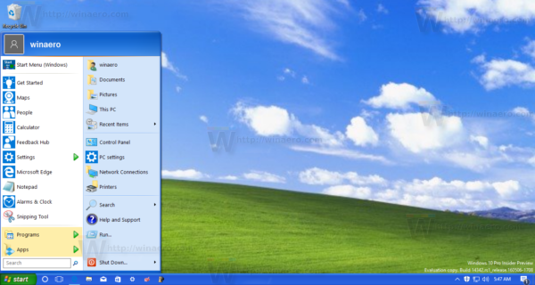 Dapatkan tampilan Windows XP di Windows 10 tanpa tema atau tambalan