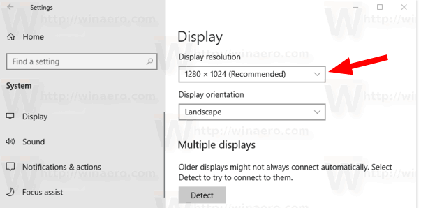 Promijenite razlučivost zaslona u sustavu Windows 10