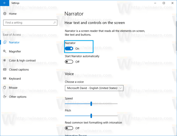 Nonaktifkan Pintasan Keyboard Narator di Windows 10