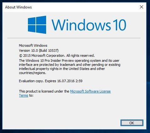 تم تسريب Windows 10 build 10537 وهو متاح للتنزيل