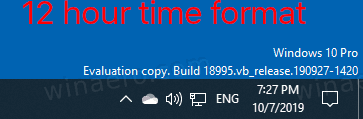 Promijenite Sat na traci zadataka u 12-satni ili 24-satni format u sustavu Windows 10