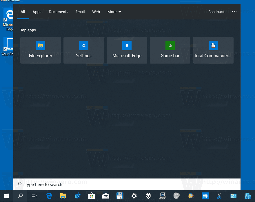 تمكين البحث العائم مع الزوايا الدائرية في Windows 10