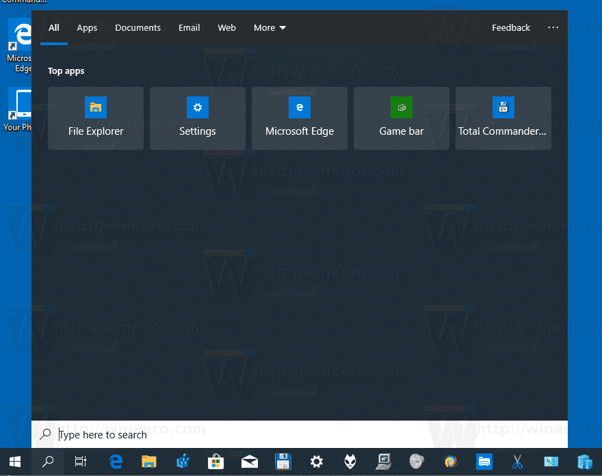 Activați căutarea plutitoare cu colțuri rotunjite în Windows 10