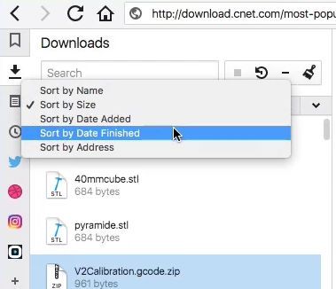 Vivaldi 1.10 - Downloads sorteren, Docked Dev Tools