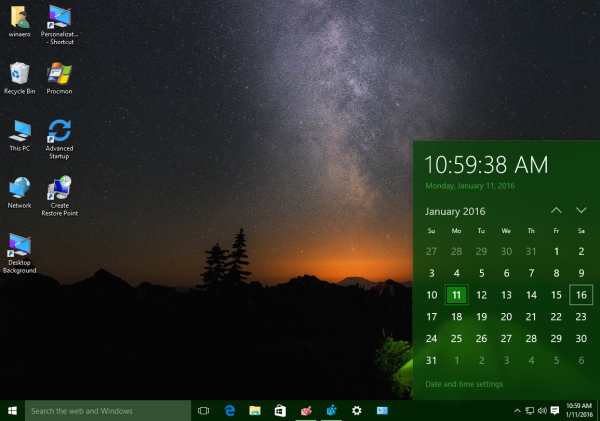 Windows 10 Redstone inkluderer ikke den gamle skuffkalenderen