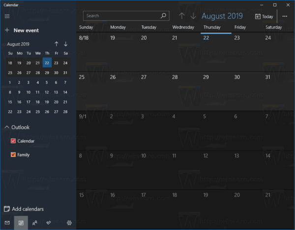 Windows 10 kalender saab uue ilusa kasutajaliidese