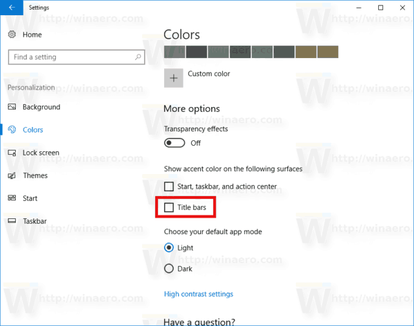 تغيير لون نص شريط العنوان في Windows 10