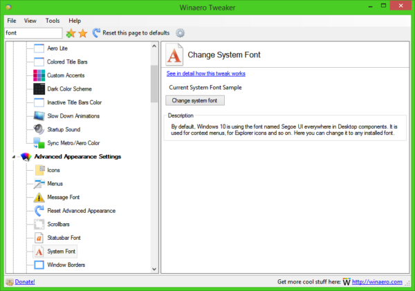 Windows10でシステムフォントを変更する方法