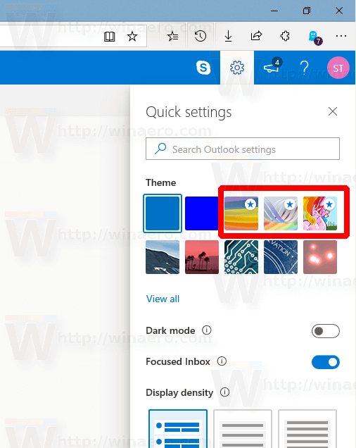 Nous temes de colors per a Outlook.com