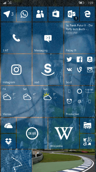 MSN Weather-appen får en gennemsigtig live-flise på Windows 10 Mobile