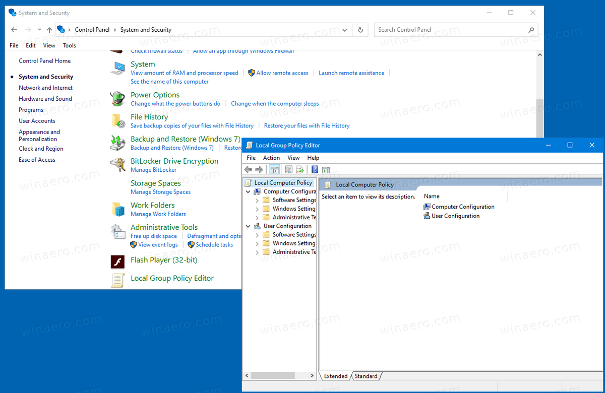 Afegiu l'Editor de polítiques de grup local al tauler de control al Windows 10