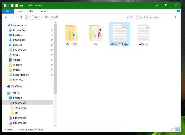 Endre den kopierte filnavnemalen i Windows 10