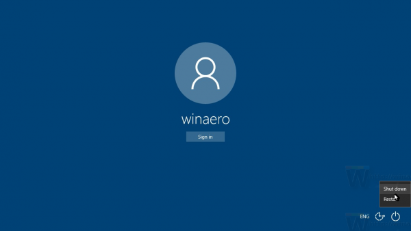 Деактивирайте бутона за захранване на екрана за вход в Windows 10