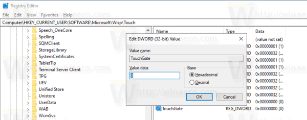 Aktiver eller deaktiver Touch by Finger i Windows 10