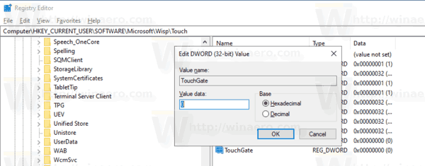 Omogućite ili onemogućite dodir prstom u sustavu Windows 10