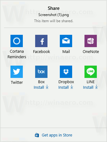 تعطيل التطبيقات المقترحة في جزء المشاركة في Windows 10