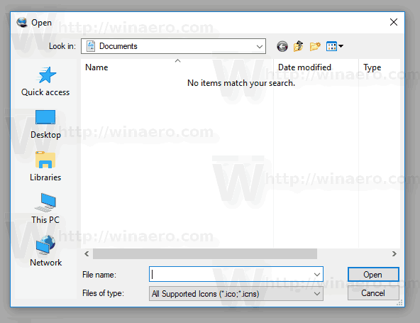 Réinitialiser la boîte de dialogue Ouvrir et Enregistrer sous dans Windows 10