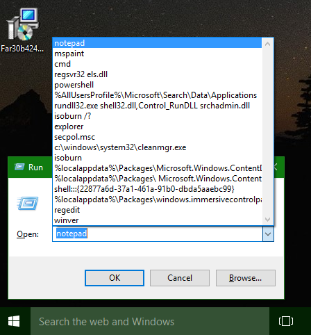 Cara memadam Sejarah larian di Windows 10