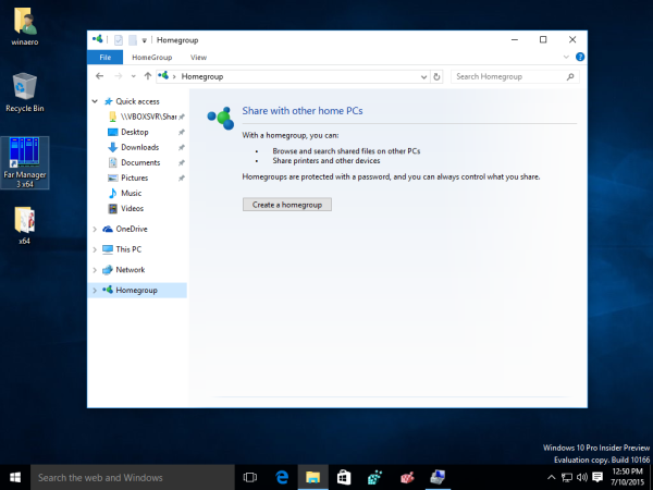 Cara membuang ikon HomeGroup dari Windows 10 File Explorer