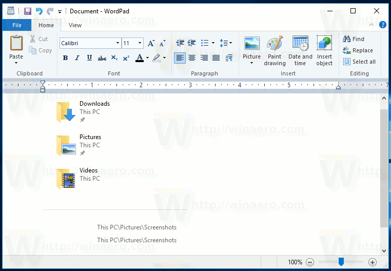 WordPad er Gettings Ads i Windows 10