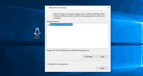 Tạo phím tắt loại bỏ phần cứng an toàn trong Windows 10